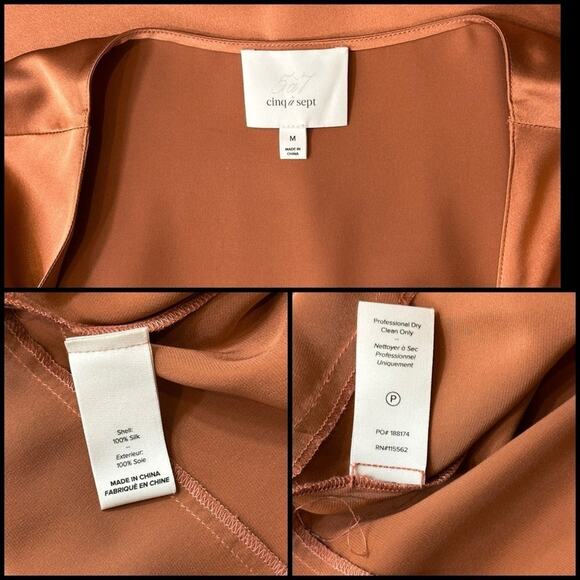 #T191 Cinq a Sept Opal Silk Tunic Dress In Rosewood SZ M $395 - Picture 13 of 14